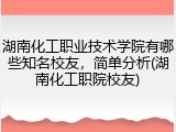 湖南化工职业技术学院有哪些知名校友，简单分析(湖南化工职院校友)