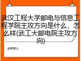 武汉工程大学邮电与信息工程学院主攻方向是什么，怎么样(武工大邮电院主攻方向)