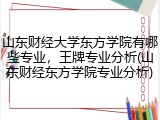 山东财经大学东方学院有哪些专业，王牌专业分析(山东财经东方学院专业分析)