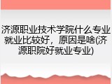 济源职业技术学院什么专业就业比较好，原因是啥(济源职院好就业专业)