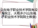 山东电子职业技术学院有没有院士，大概多少(山东电子职业技术学院院士数量)