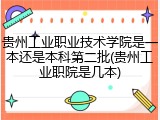 贵州工业职业技术学院是一本还是本科第二批(贵州工业职院是几本)