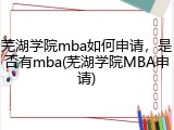 芜湖学院mba如何申请，是否有mba(芜湖学院MBA申请)