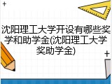 沈阳理工大学开设有哪些奖学和助学金(沈阳理工大学奖助学金)
