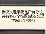 武汉文理学院是否有分校，共有多少个校区(武汉文理学院几个校区)