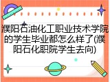濮阳石油化工职业技术学院的学生毕业都怎么样了(濮阳石化职院学生去向)