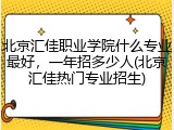 北京汇佳职业学院什么专业最好，一年招多少人(北京汇佳热门专业招生)