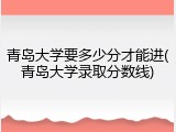青岛大学要多少分才能进(青岛大学录取分数线)