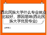 西北民族大学什么专业就业比较好，原因是啥(西北民族大学优势专业)