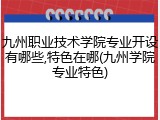 九州职业技术学院专业开设有哪些,特色在哪(九州学院专业特色)
