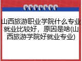 山西旅游职业学院什么专业就业比较好，原因是啥(山西旅游学院好就业专业)