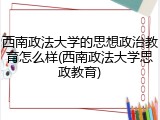 西南政法大学的思想政治教育怎么样(西南政法大学思政教育)