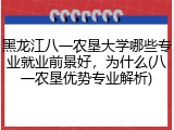 黑龙江八一农垦大学哪些专业就业前景好，为什么(八一农垦优势专业解析)