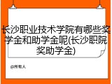 长沙职业技术学院有哪些奖学金和助学金呢(长沙职院奖助学金)