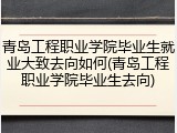 青岛工程职业学院毕业生就业大致去向如何(青岛工程职业学院毕业生去向)