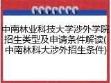 中南林业科技大学涉外学院招生类型及申请条件解读(中南林科大涉外招生条件)