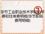 毕节工业职业技术学院的学费和住宿费明细(毕节职院费用明细)