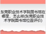 东莞职业技术学院图书馆在哪里，怎么样(东莞职业技术学院图书馆位置评价)