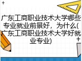 广东工商职业技术大学哪些专业就业前景好，为什么(广东工商职业技术大学好就业专业)