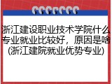 浙江建设职业技术学院什么专业就业比较好，原因是啥(浙江建院就业优势专业)