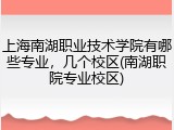 上海南湖职业技术学院有哪些专业，几个校区(南湖职院专业校区)