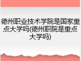 德州职业技术学院是国家重点大学吗(德州职院是重点大学吗)