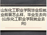 山东化工职业学院毕业后就业前景怎么样，毕业生去向(山东化工职业学院就业去向)