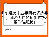 山东经贸职业学院有多少学生，师资力量如何(山东经贸学院规模)