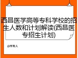 西昌医学高等专科学校的招生人数和计划解读(西昌医专招生计划)