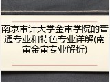 南京审计大学金审学院的普通专业和特色专业详解(南审金审专业解析)