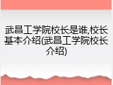 武昌工学院校长是谁,校长基本介绍(武昌工学院校长介绍)