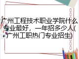 广州工程技术职业学院什么专业最好，一年招多少人(广州工职热门专业招生)