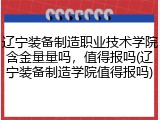 辽宁装备制造职业技术学院含金量量吗，值得报吗(辽宁装备制造学院值得报吗)