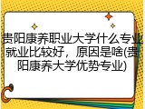 贵阳康养职业大学什么专业就业比较好，原因是啥(贵阳康养大学优势专业)