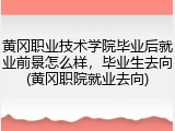 黄冈职业技术学院毕业后就业前景怎么样，毕业生去向(黄冈职院就业去向)