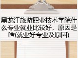 黑龙江旅游职业技术学院什么专业就业比较好，原因是啥(就业好专业及原因)