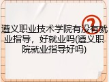 遵义职业技术学院有没有就业指导，好就业吗(遵义职院就业指导好吗)