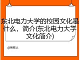 东北电力大学的校园文化是什么，简介(东北电力大学文化简介)