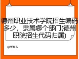 德州职业技术学院招生编码多少，隶属哪个部门(德州职院招生代码归属)