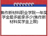 焦作新材料职业学院一年奖学金最多能拿多少(焦作新材料奖学金上限)