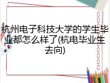 杭州电子科技大学的学生毕业都怎么样了(杭电毕业生去向)