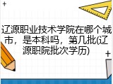辽源职业技术学院在哪个城市，是本科吗，第几批(辽源职院批次学历)