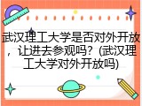 武汉理工大学是否对外开放，让进去参观吗？(武汉理工大学对外开放吗)