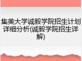 集美大学诚毅学院招生计划详细分析(诚毅学院招生详解)