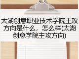 太湖创意职业技术学院主攻方向是什么，怎么样(太湖创意学院主攻方向)