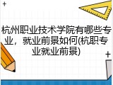 杭州职业技术学院有哪些专业，就业前景如何(杭职专业就业前景)