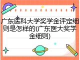 广东医科大学奖学金评定细则是怎样的(广东医大奖学金细则)