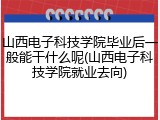 山西电子科技学院毕业后一般能干什么呢(山西电子科技学院就业去向)