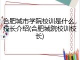 合肥城市学院校训是什么，校长介绍(合肥城院校训校长)