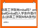 武昌工学院有mba吗？emba和mba的入学条件是什么(武昌工学院MBA条件)